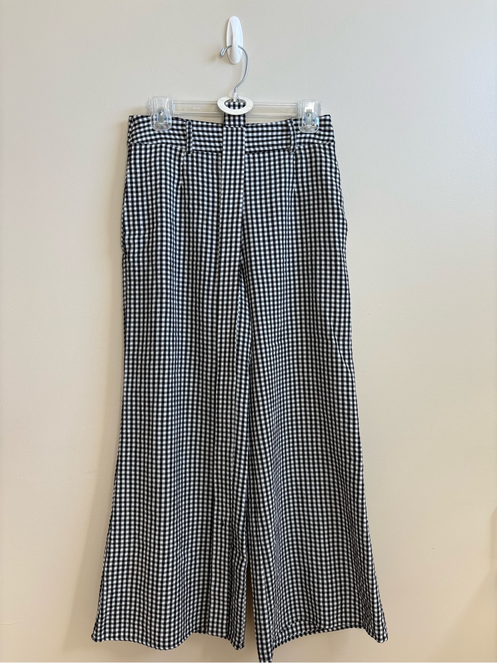 Solid and striped black & White Gingham palazzo pant